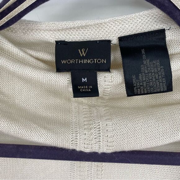 Worthington Women’s Open Front Lightweight Cardigan size M Cream - Picture 2 of 3